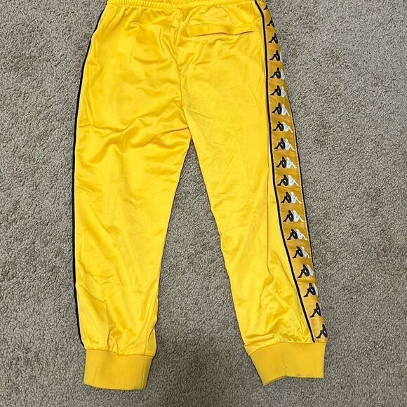 Kappa 6 Youth Sneek Man Track Stripe Logo Joggers Sweatpants Yellow Streetwear - Picture 4 of 13